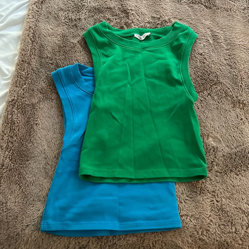 Two high neck cropped Zara tanktops